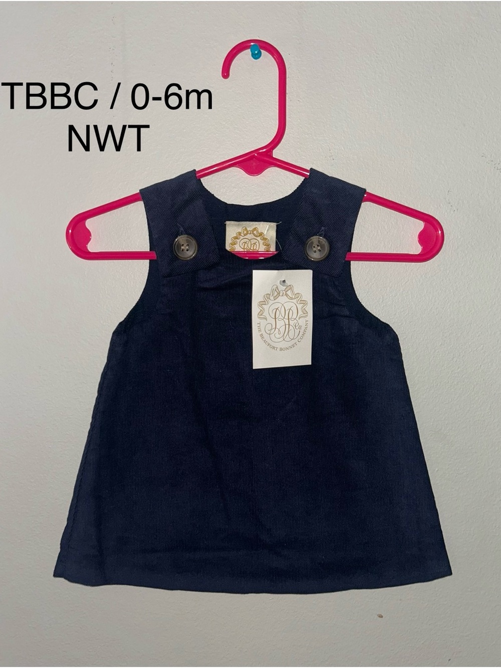 The Beaufort Bonnet Company Navy Corduroy Pinafore - 0-6m